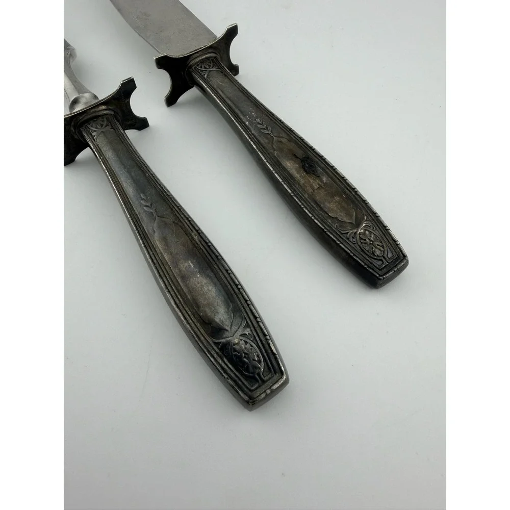 Vintage R Wallace & Sons Carving Set - Sterling Silver Handle Stainless 2pc